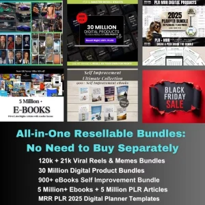 Resellable Digital Products Bundle: 30M+ Items, Planners, Ebooks, Reels & More 🎉
