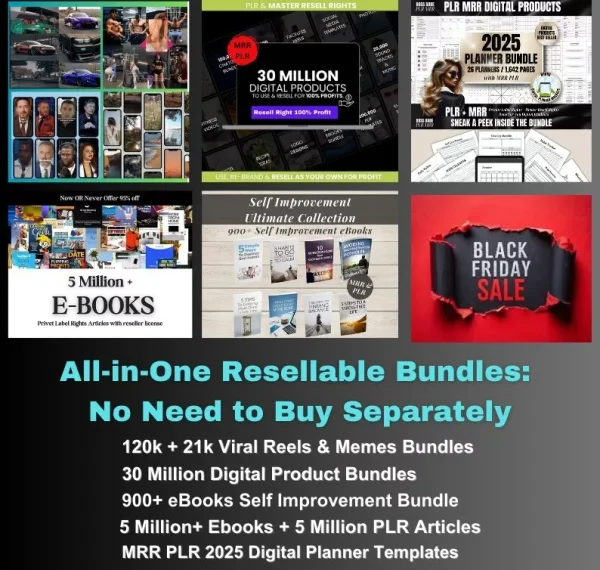 Resellable Digital Products Bundle: 30M+ Items, Planners, Ebooks, Reels & More 🎉