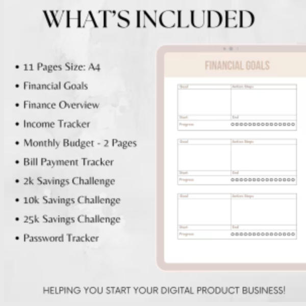 PLR Financial Planner & Trackers | A4 Canva Template | Savings Tracker | Rebrand & Resell - Image 2