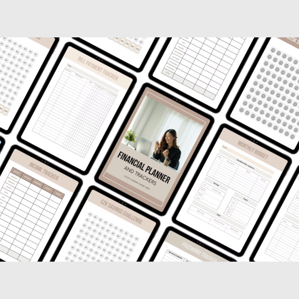 PLR Financial Planner & Trackers | A4 Canva Template | Savings Tracker | Rebrand & Resell - Image 3
