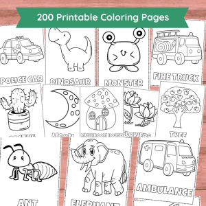 200 Printable Coloring Pages for Kids | Toddler & Preschool Homeschool Activities | 8.5x11 PDF