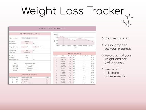 Weight Loss & Fitness Tracker – Google Sheets | Meal Planner, Calorie & Habit Tracker | Digital Workout Planner - Image 3