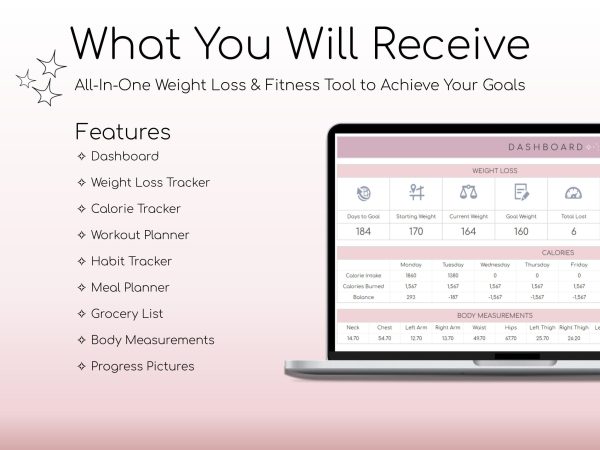 Weight Loss & Fitness Tracker – Google Sheets | Meal Planner, Calorie & Habit Tracker | Digital Workout Planner - Image 2