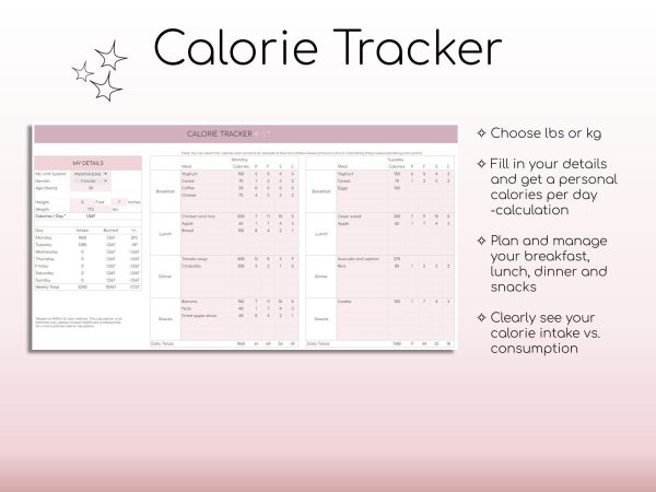 Weight Loss & Fitness Tracker – Google Sheets | Meal Planner, Calorie & Habit Tracker | Digital Workout Planner - Image 4
