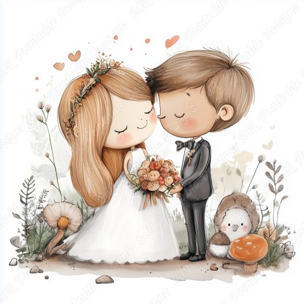 20 Wedding Couple Clipart | Bride & Groom JPG Set | Romantic Scrapbook Images - Image 2