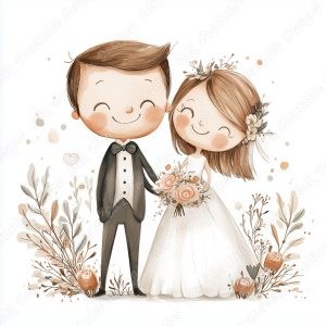 20 Wedding Couple Clipart | Bride & Groom JPG Set | Romantic Scrapbook Images
