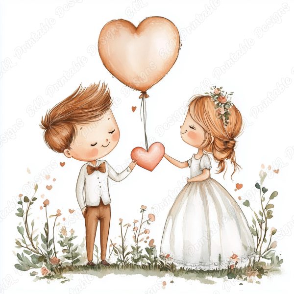 20 Wedding Couple Clipart | Bride & Groom JPG Set | Romantic Scrapbook Images - Image 6