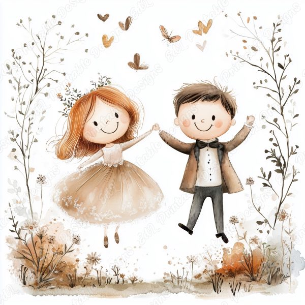20 Wedding Couple Clipart | Bride & Groom JPG Set | Romantic Scrapbook Images - Image 5