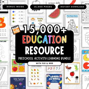 Ultimate Kids Learning Mega Bundle | PLR & MRR Preschool Worksheets, Chore Charts, Planners & Printables