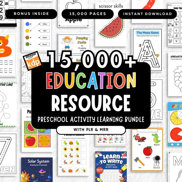 Ultimate Kids Learning Mega Bundle | PLR & MRR Preschool Worksheets, Chore Charts, Planners & Printables