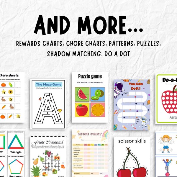 Ultimate Kids Learning Mega Bundle | PLR & MRR Preschool Worksheets, Chore Charts, Planners & Printables - Image 8