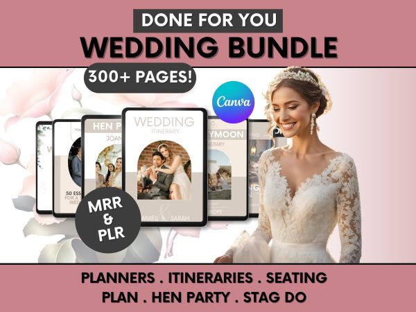 300+ Pages Editable Canva Templates + Done-For-You Wedding Invitations — Resell for 100% Profit!