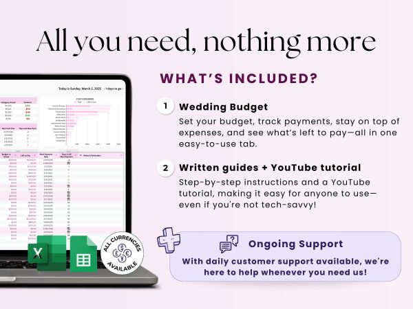 Wedding Budget Tracker – Digital Planner for Google Sheets & Excel | Easy Wedding Expense & Cost Checklist - Image 3