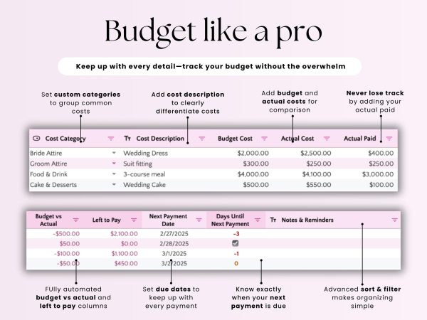 Wedding Budget Tracker – Digital Planner for Google Sheets & Excel | Easy Wedding Expense & Cost Checklist - Image 4