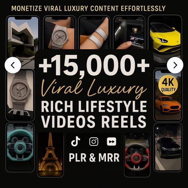 Resellable 15,000+ Viral Luxury  Rich Lifestyle Reels with MRR & PLR – Cars, Jets, Yachts & More
