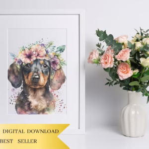 837 Puppy & Dog Watercolor PNG Bundle 🐶🌸 | Cartoon Puppies + Floral Dog Portraits