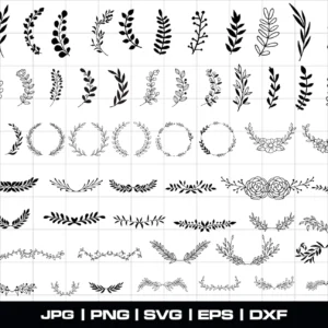 Leaves SVG Bundle – 200 Detailed Leaf Designs 🍂🌿