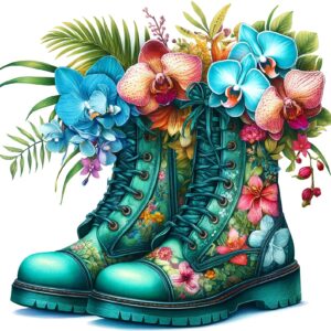 Garden Boots PNG Bundle • 23 Floral Rubber Boot Clipart • Spring Flower Pot PNGs