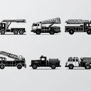 58 Emergency Vehicle SVG Bundle — Fire Trucks & Fighter Jets Cutting & Engraving Files, PNG Silhouettes for Cricut