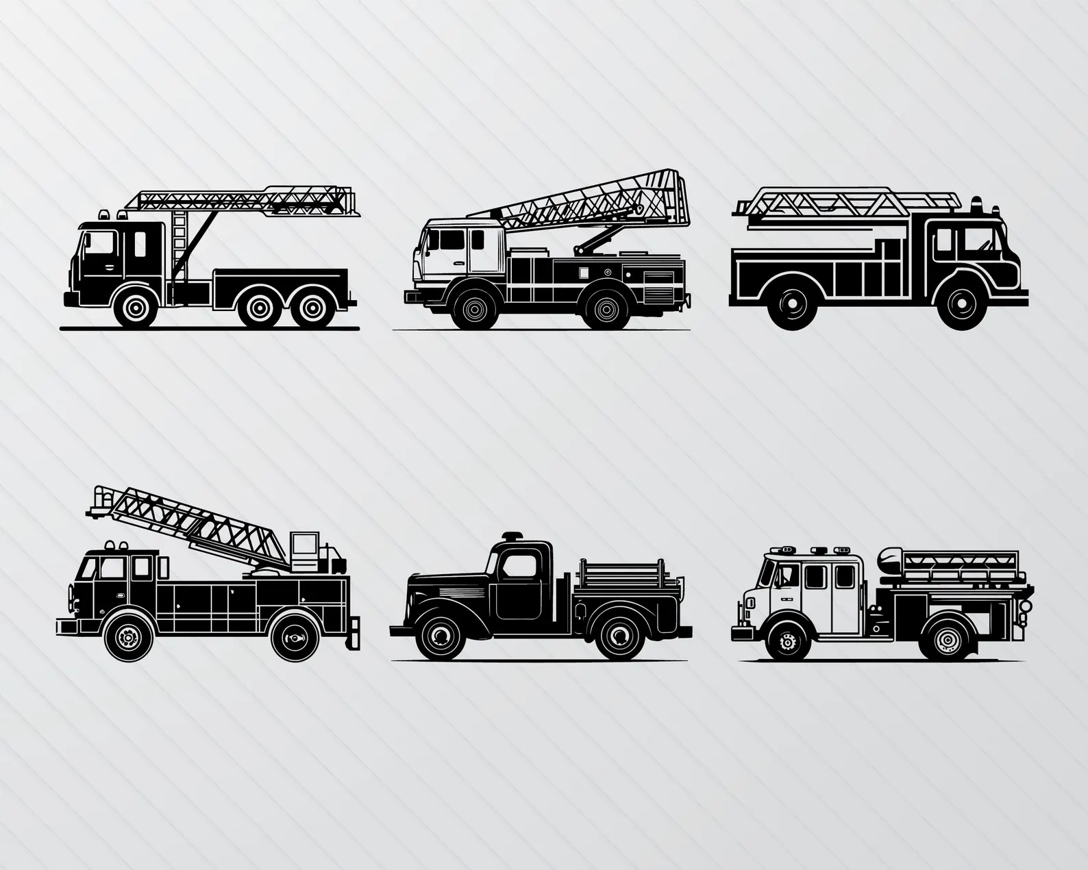 58 Emergency Vehicle SVG Bundle — Fire Trucks & Fighter Jets Cutting & Engraving Files, PNG Silhouettes for Cricut