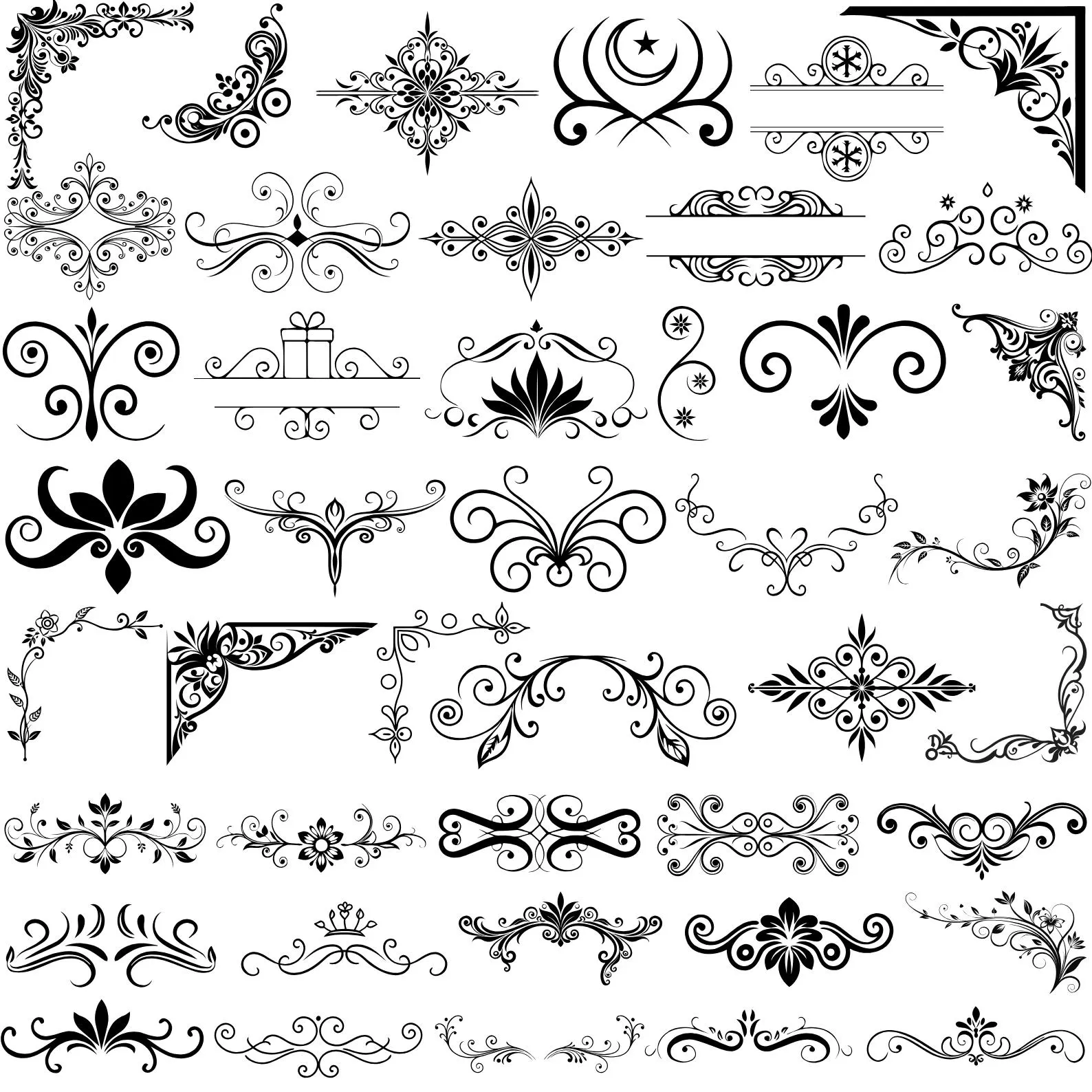 393 Decorative Flourish SVG Bundle • Frames, Swirls, Dividers • PNG EPS PDF for Cutting & Engraving