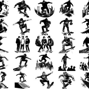 61 Outdoor Sports SVG Bundle 🚵♂️🛹 | Mountain Biking & Skateboarding Clipart for Cutting & Engraving