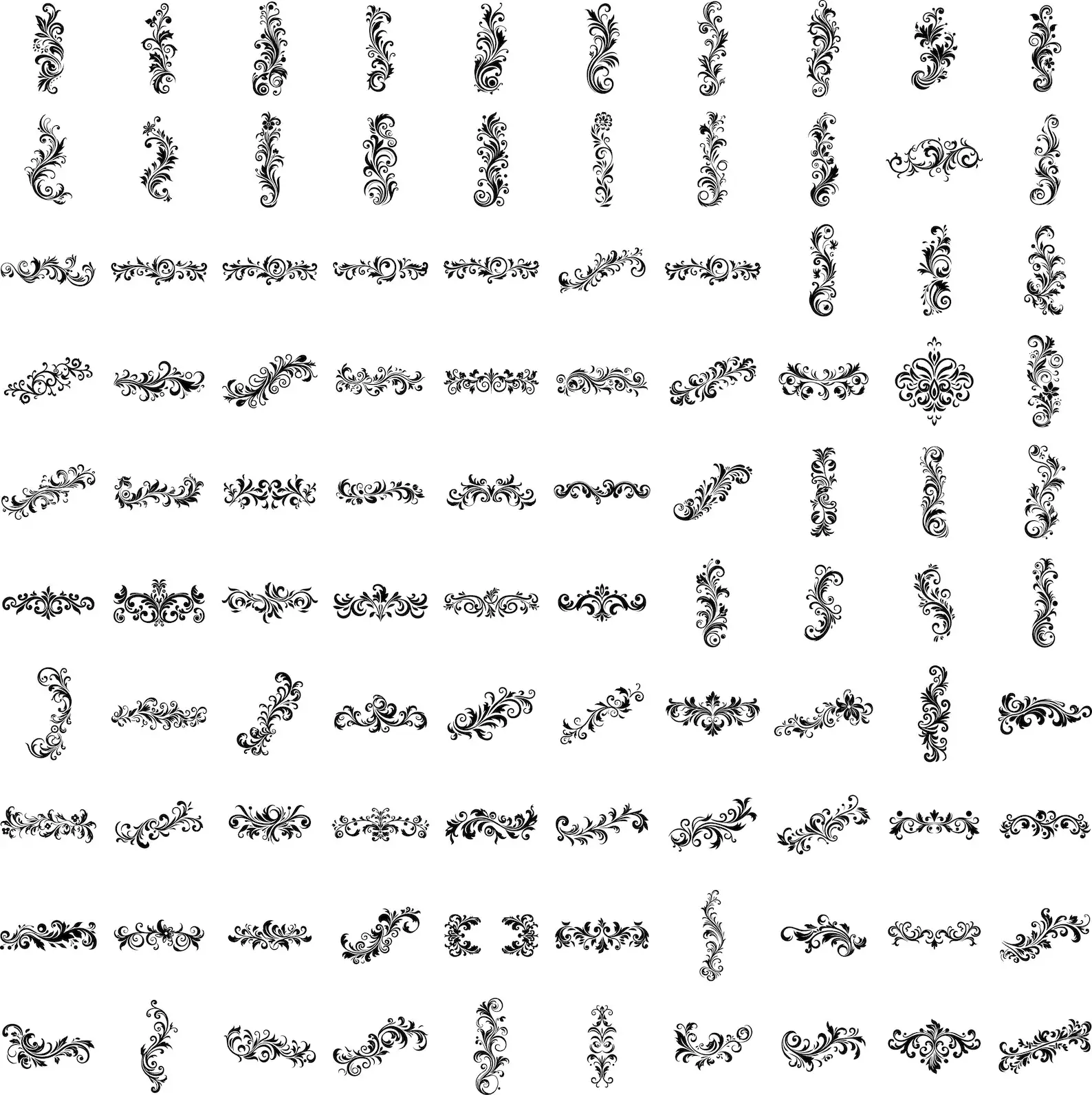 177 Filigree & Decorative Elements SVG Bundle • Art Nouveau Swirls & Flourishes • PNG DXF EPS PDF