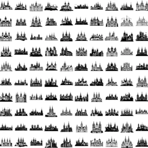 91 Steampunk & Castle SVG Bundle — Cutting & Laser Engraving Files, PNG Silhouettes for Cricut