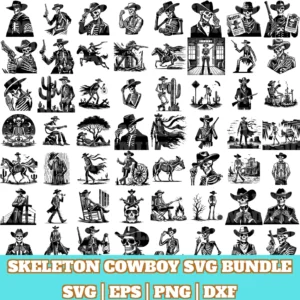 104 Wine & Skeleton Cowboy SVG Bundle – Western Vibes with a Twist