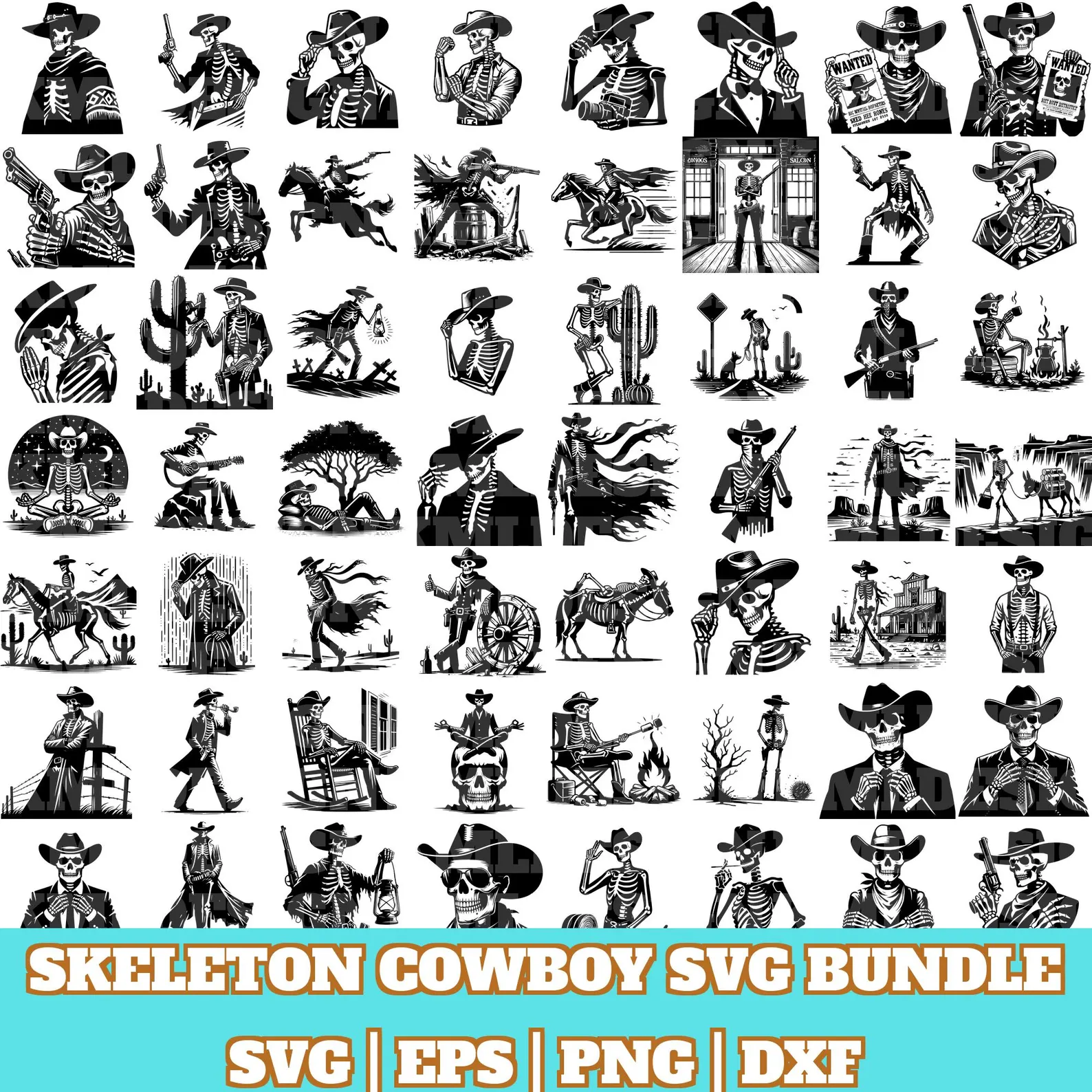 104 Wine & Skeleton Cowboy SVG Bundle – Western Vibes with a Twist