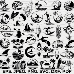 66 Water Sports SVG Bundle 🏊♂️🏄♀️ | Swimming & Surfing Clipart for Cutting & Engraving