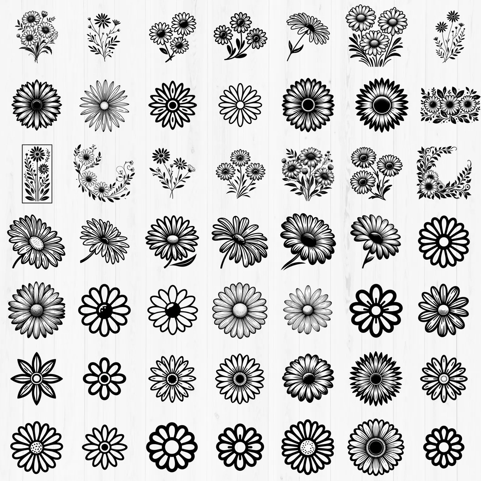 Daisy SVG Bundle – 64 Fresh Floral Designs 🌼✨