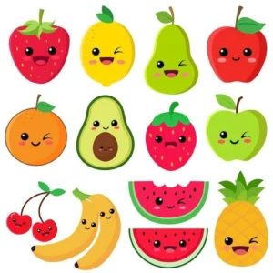 485 Kawaii Fruit & Veggie PNGs – Cute Sticker & Sublimation Bundle 🍓🥑✨