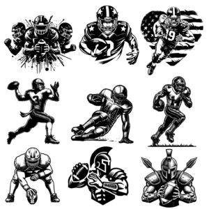 64 Football & Soccer SVG Bundle | Cutting & Engraving Files | Player Silhouettes, PNG Clipart🏈⚽