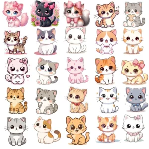 215 Kawaii Cat & Kitten PNGs – Cute Sticker & Sublimation Bundle 🐱✨