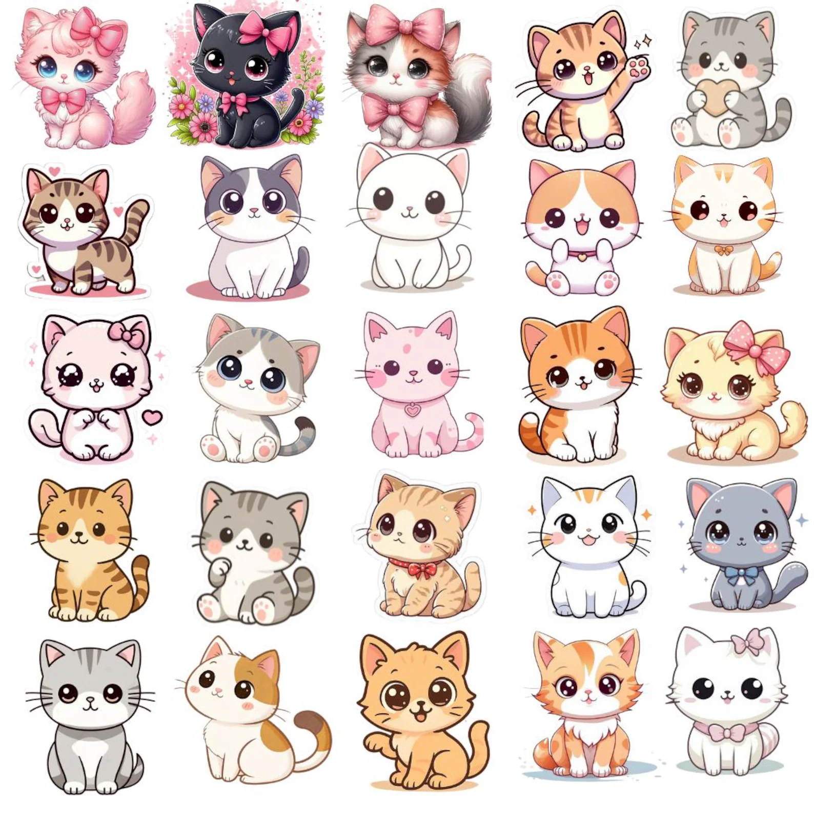 215 Kawaii Cat & Kitten PNGs – Cute Sticker & Sublimation Bundle 🐱✨