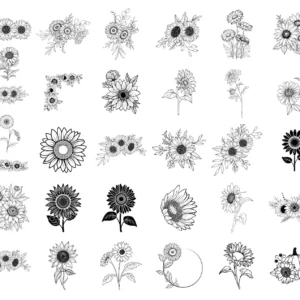 Sunflower SVG Bundle – 36 Floral Clipart Designs 🌻✨