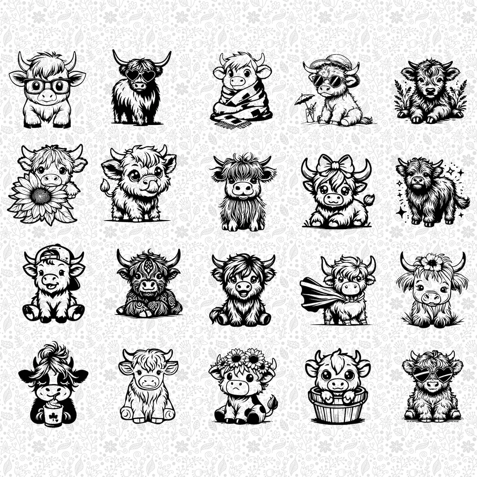 97 Angel Wings & Baby Highland Cow SVG Bundle - Image 2