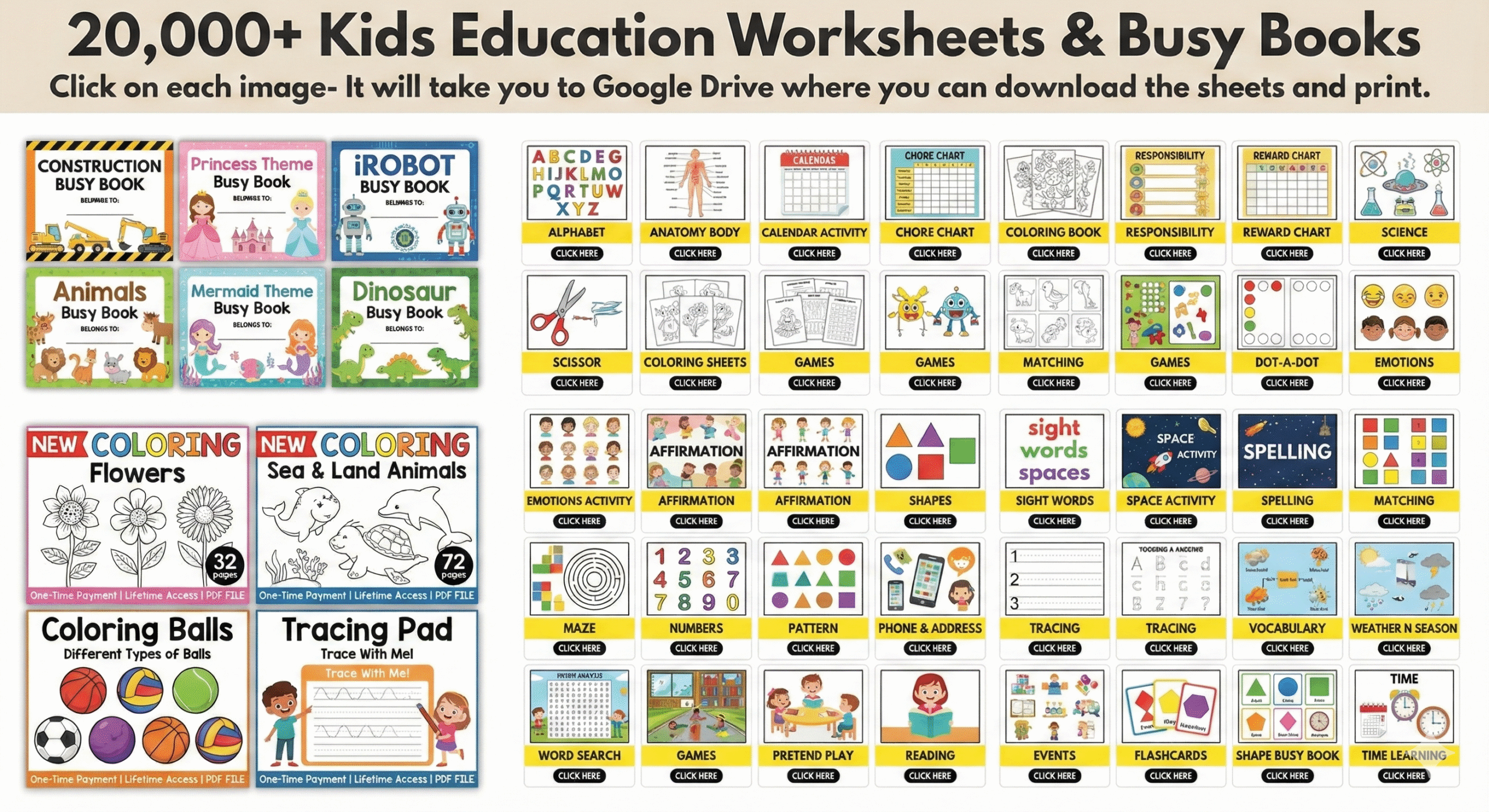 20,000+ Kids Worksheets, Busy Books, Learning Activities & Educational Mega Bundle (Digital Download)