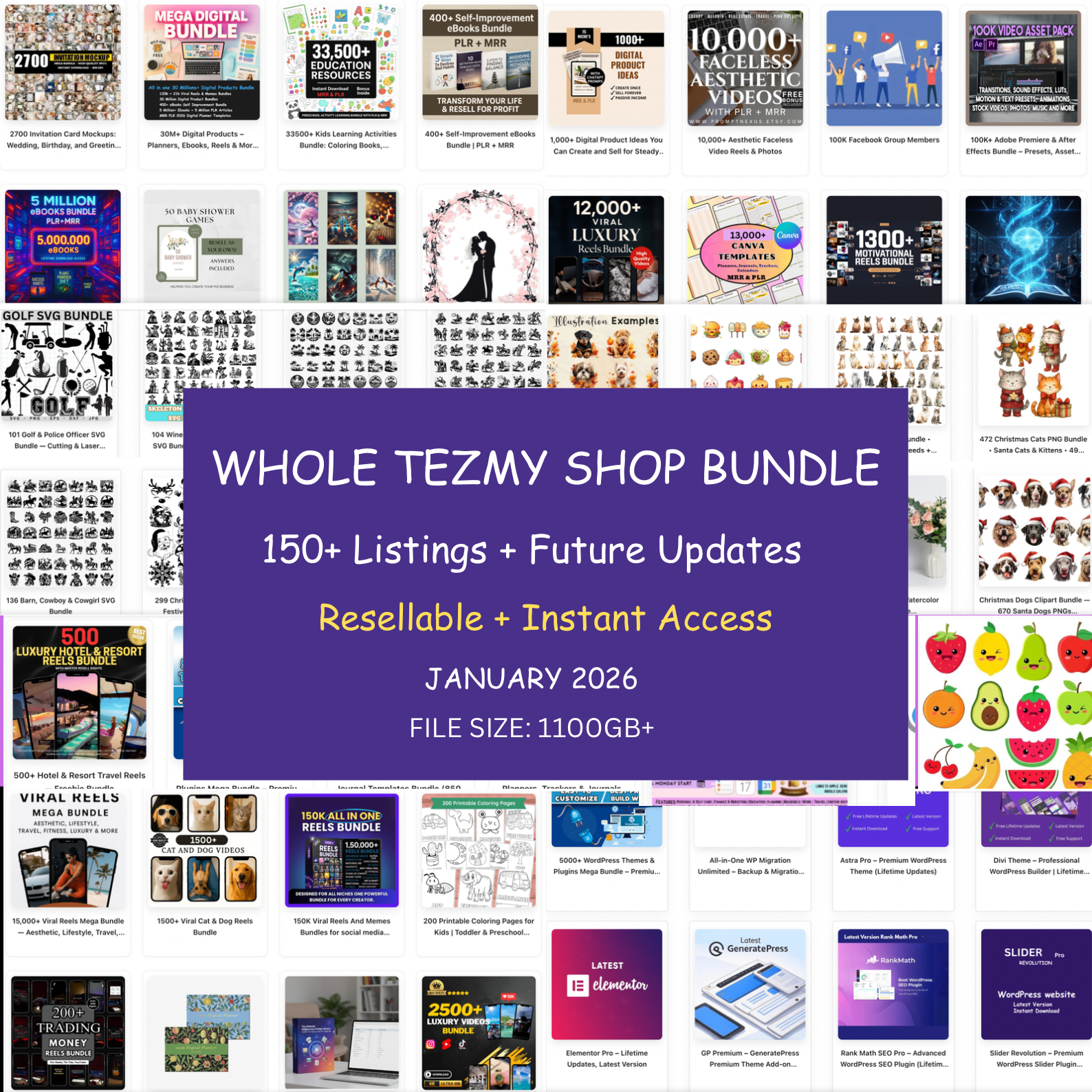 All-in-One Resellable Whole Tezmy Website Digital Products Bundle | All Products & Future Updates Included! ๐