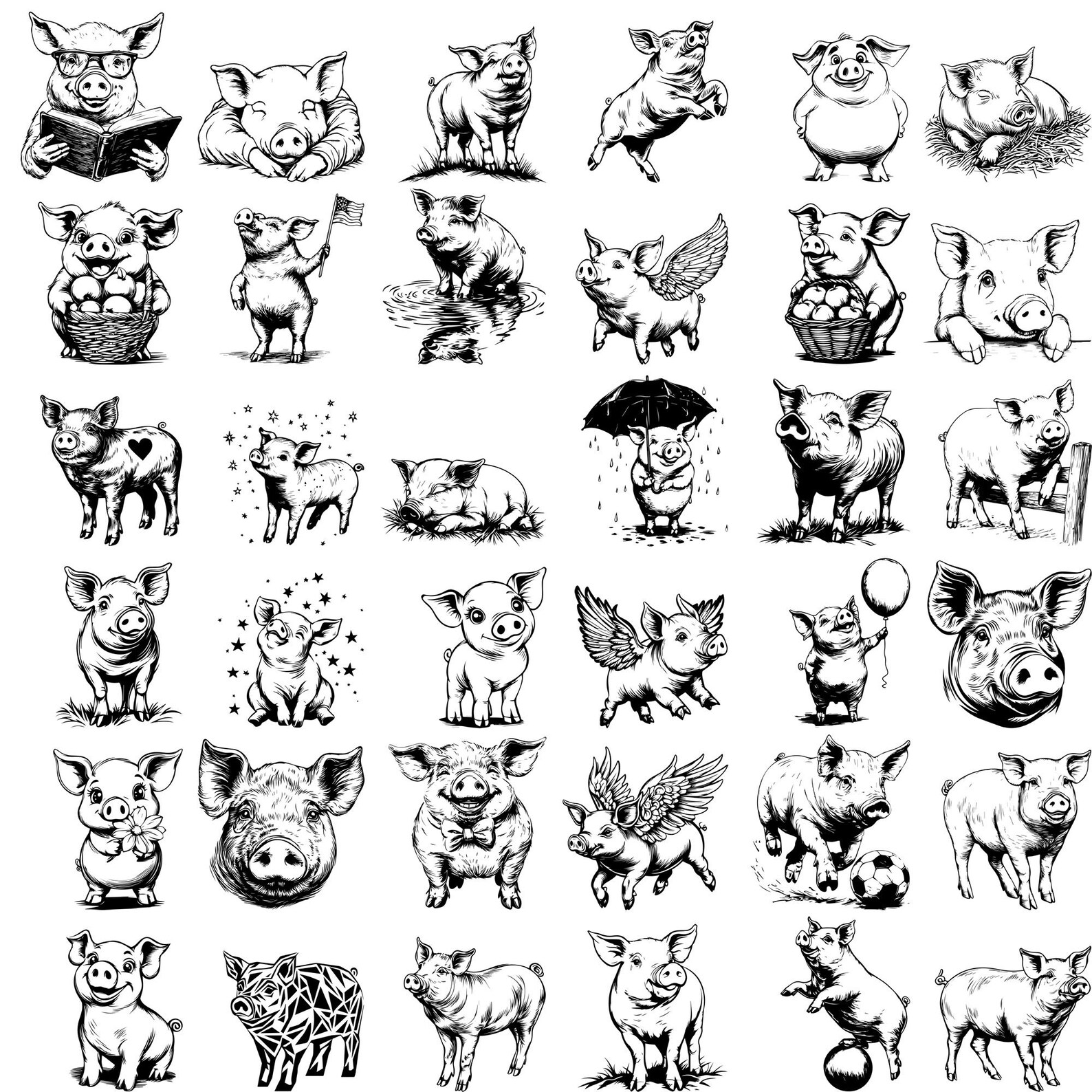 167 Hummingbirds & Pigs SVG Mega Bundle • Floral Hummingbirds + Cute Piglet Farm Animals 🐦🌸🐷✨ - Image 2