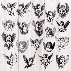 63 Cherub + Celestial Sun & Moon SVG Bundle 👼☀️🌙✨ | Vintage Angels & Cosmic Symbols for Cricut Silhouette 🎨✂️