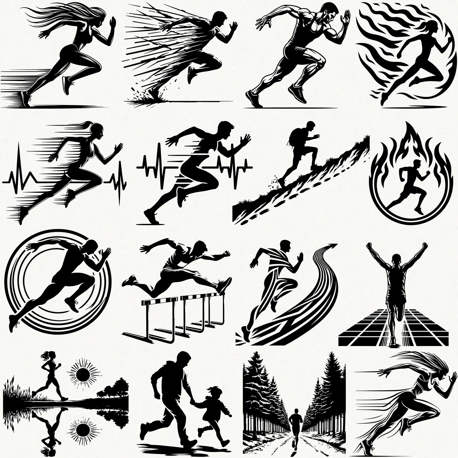 32 Track Running & Bowling SVG Bundle πββοΈπ³ | Cutting & Engraving Files | Sport Silhouettes & Designs βοΈ