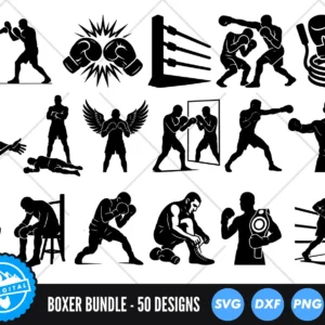 62 Basketball & Boxing SVG Bundle | Cutting & Engraving Files | Player Silhouettes & Sport Icons 🏀🥊🔥
