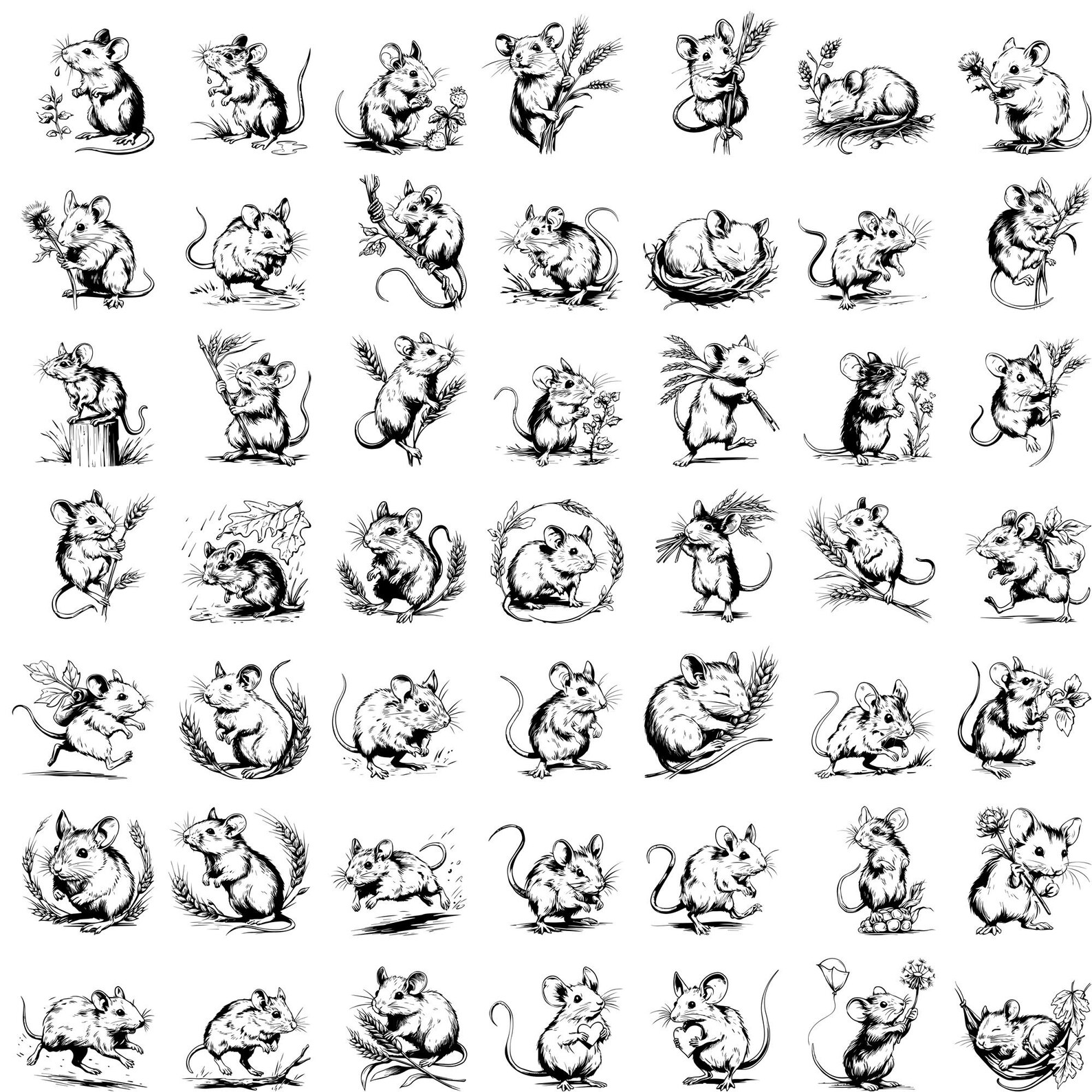 69 Mouse & Spider SVG Bundle • Cute Cartoon Mice + Spooky Halloween Spider Web Silhouettes 🐭🕷️✨ - Image 2