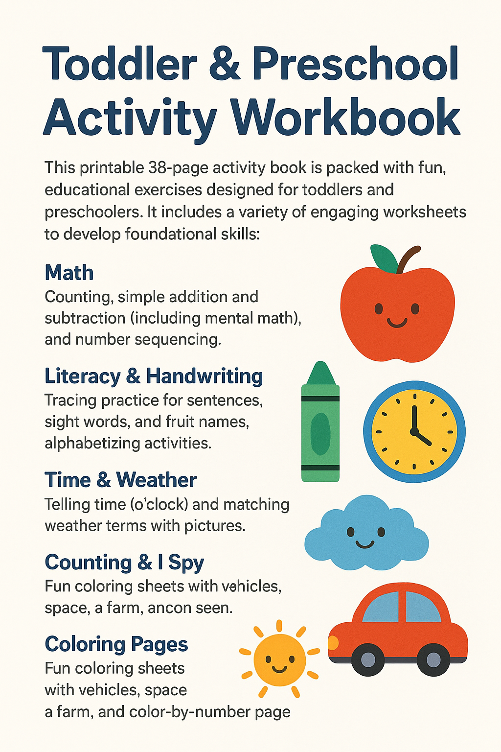 Toddler & Preschool Activity Workbook 📘✨